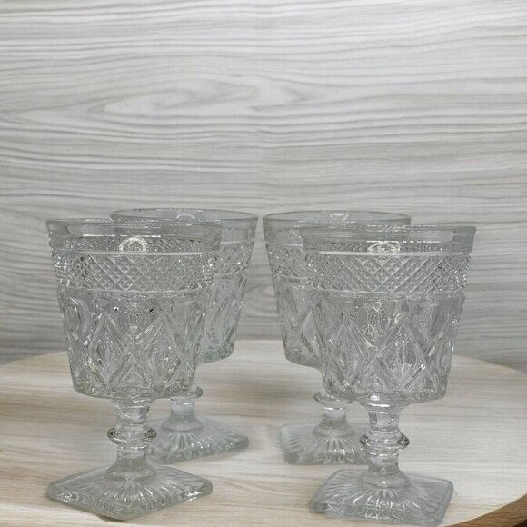 Set of 2 Vintage Imperial Glass Cape Cod Clear Low Water Goblets - Picture 4 of 8